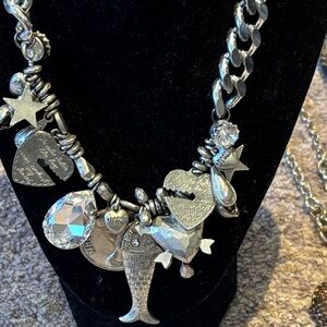 Otazu Silver Charm Necklace with many Unique Pendants